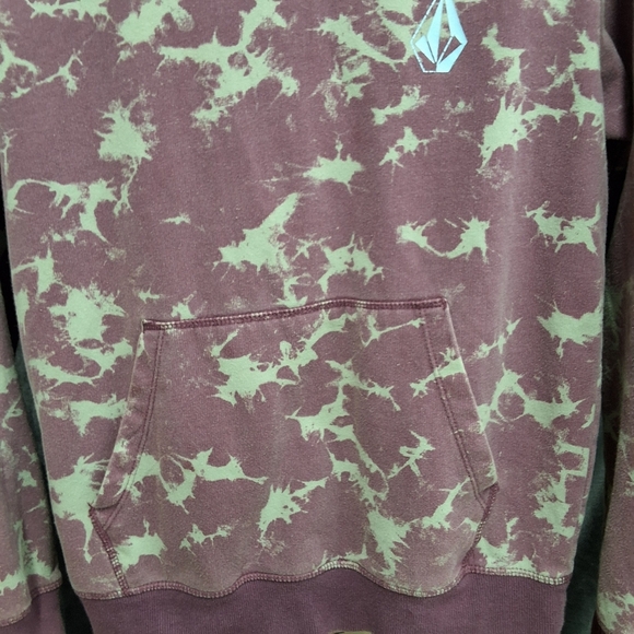 Purple Tie-Dye Volcom Hoodie with Logo - Picture 7 of 10